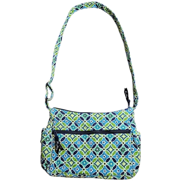 Vera Bradley Daisy Daisy Green Blue Quilted Shoulder Bag Cottagecore Grandma Y2K - Picture 2 of 12